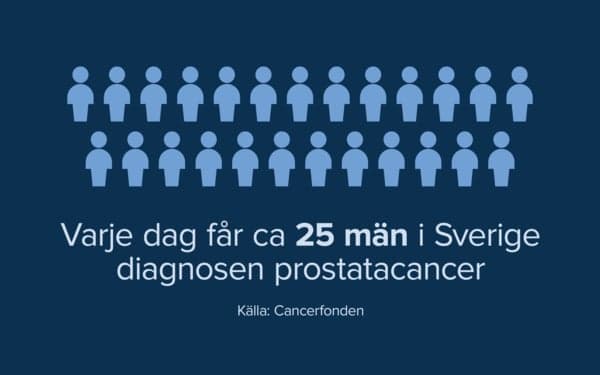Text i bild: Varje dag får ca 25 män i Sverige diagnosen prostatacancer. (Källa: Cancerfonden) Text i bild: Varje dag får ca 25 män i Sverige diagnosen prostatacancer. (Källa: Cancerfonden)