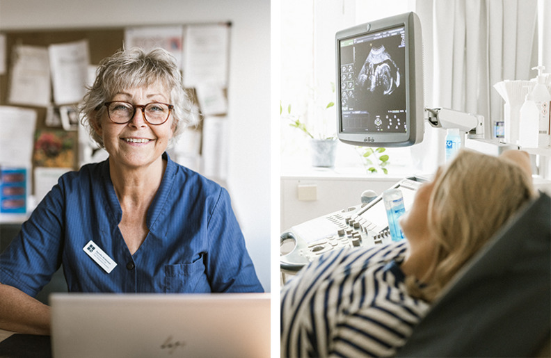 Porträtt på Agnetha och ultraljudsundersökning