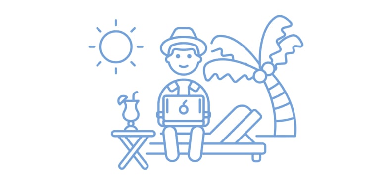 Illustration person i solstol p&aring; en strand