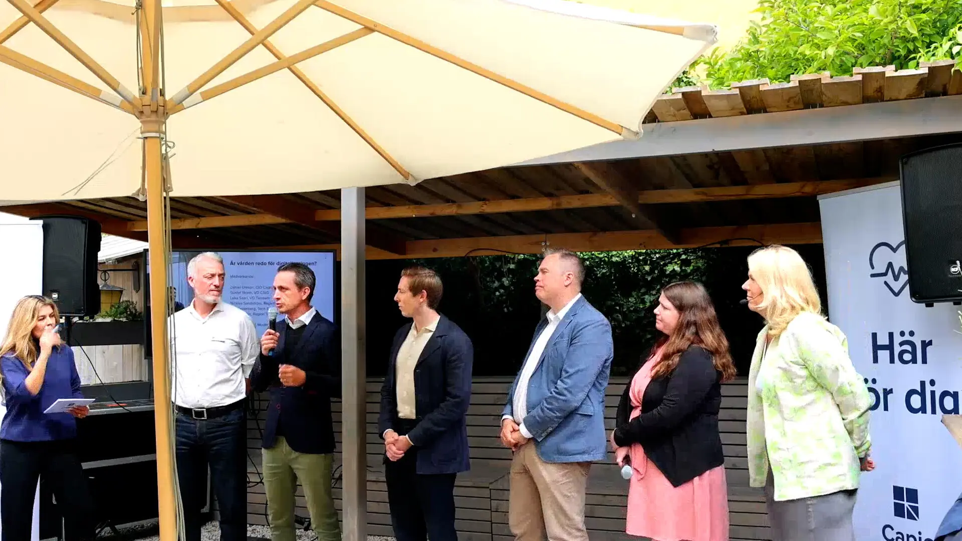På bild från vänster Daniel Olsson, Gustaf Storm, Lukas Saari, Nicklas Sandström, Karin Fälldin, och Åsa Zetterberg.